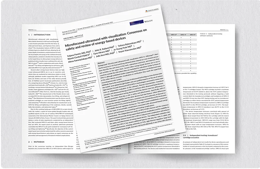 Artículo de investigación sobre las imágenes en tiempo real de Ultherapy PRIME<sup>&reg;</sup> para un lifting de piel no invasivo, más seguro y eficaz.